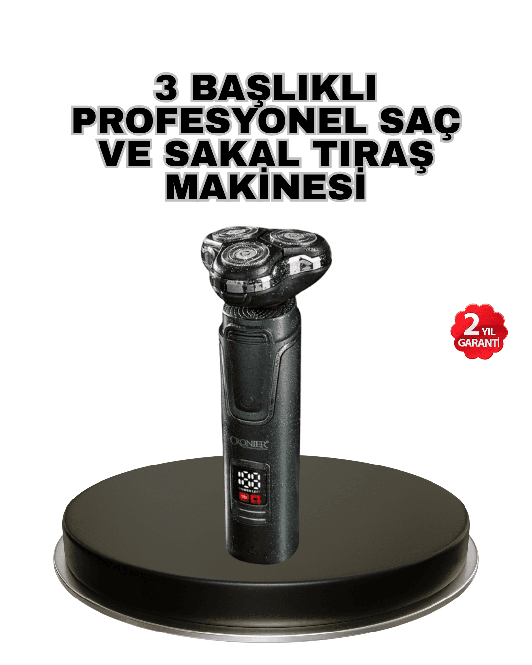 Kablosuz Profesyonel Erkek Bakım Seti – 3 Başlıklı, 3D Akıllı Kesim, Taşınabilir