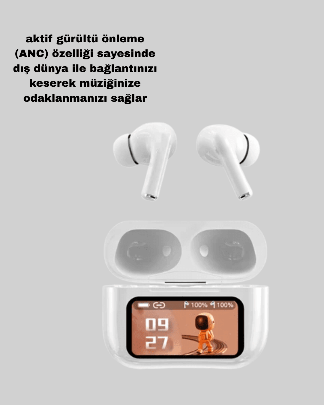 ANC Bluetooth Kulaklık – Dokunmatik, Powerbank Kutulu, Akıllı Sensörlü 3