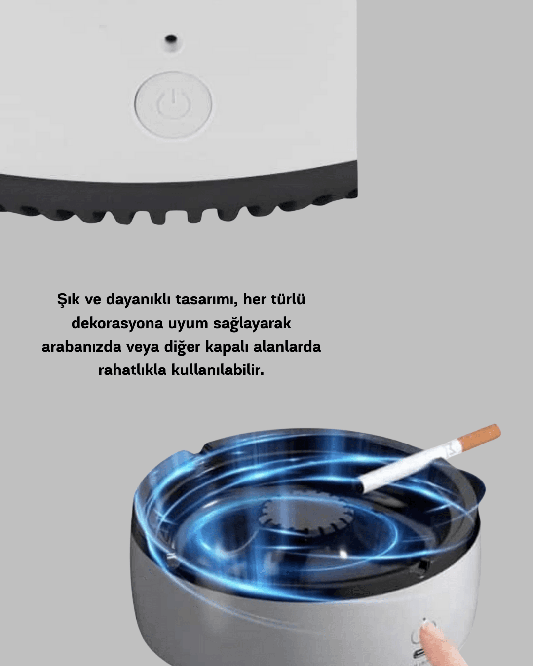 Sigara Dumanı ve Koku Giderici Hava Temizleyici Küllük 2 Katmanlı Filtreli 3