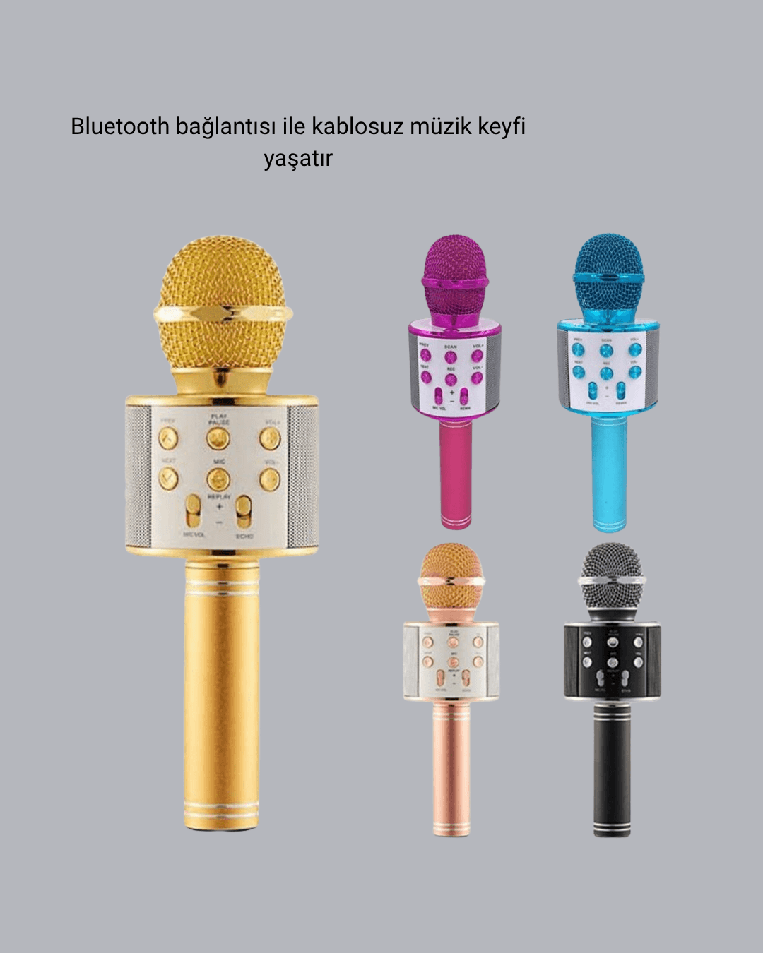 Kablosuz Bluetooth Karaoke Mikrofon  Yankı Efektli 3