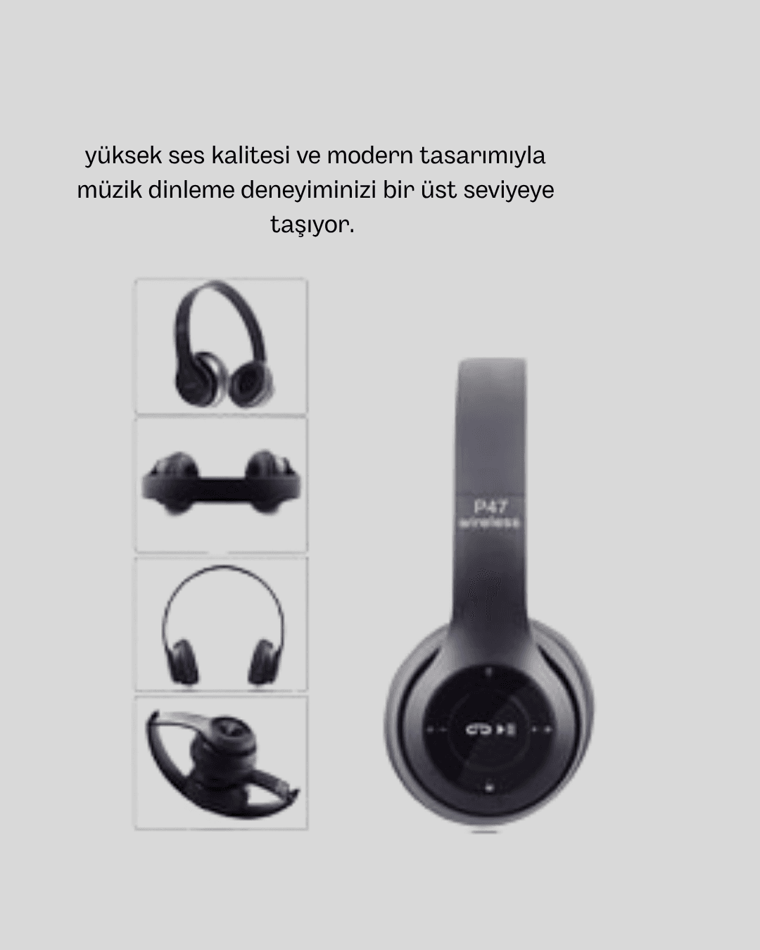 Bluetooth Kablosuz Kulaklık – Extra Bass, TF Kart, Mikrofonlu, Ayarlanabilir Ergonomik Tasarım 3