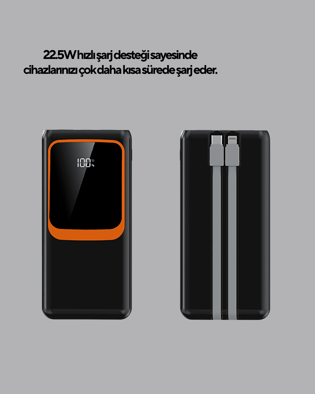 Powerbank 20000 mAh Yüksek Kapasiteli ve 22.5W Hızlı Şarj Destekli 3