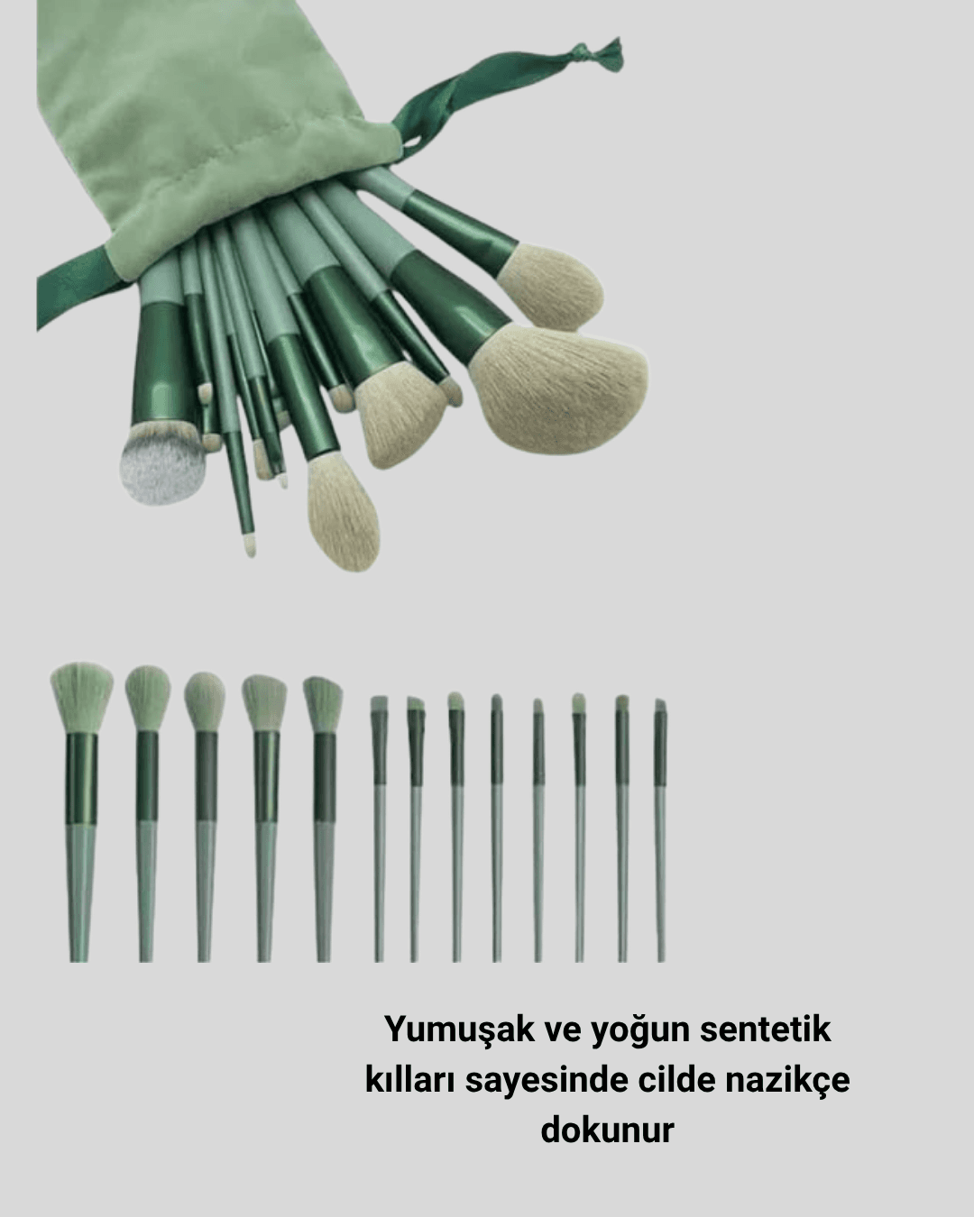 13 Parça Makyaj Fırça Seti – Ergonomik, Dökülme Yapmayan, Taşınabilir 3