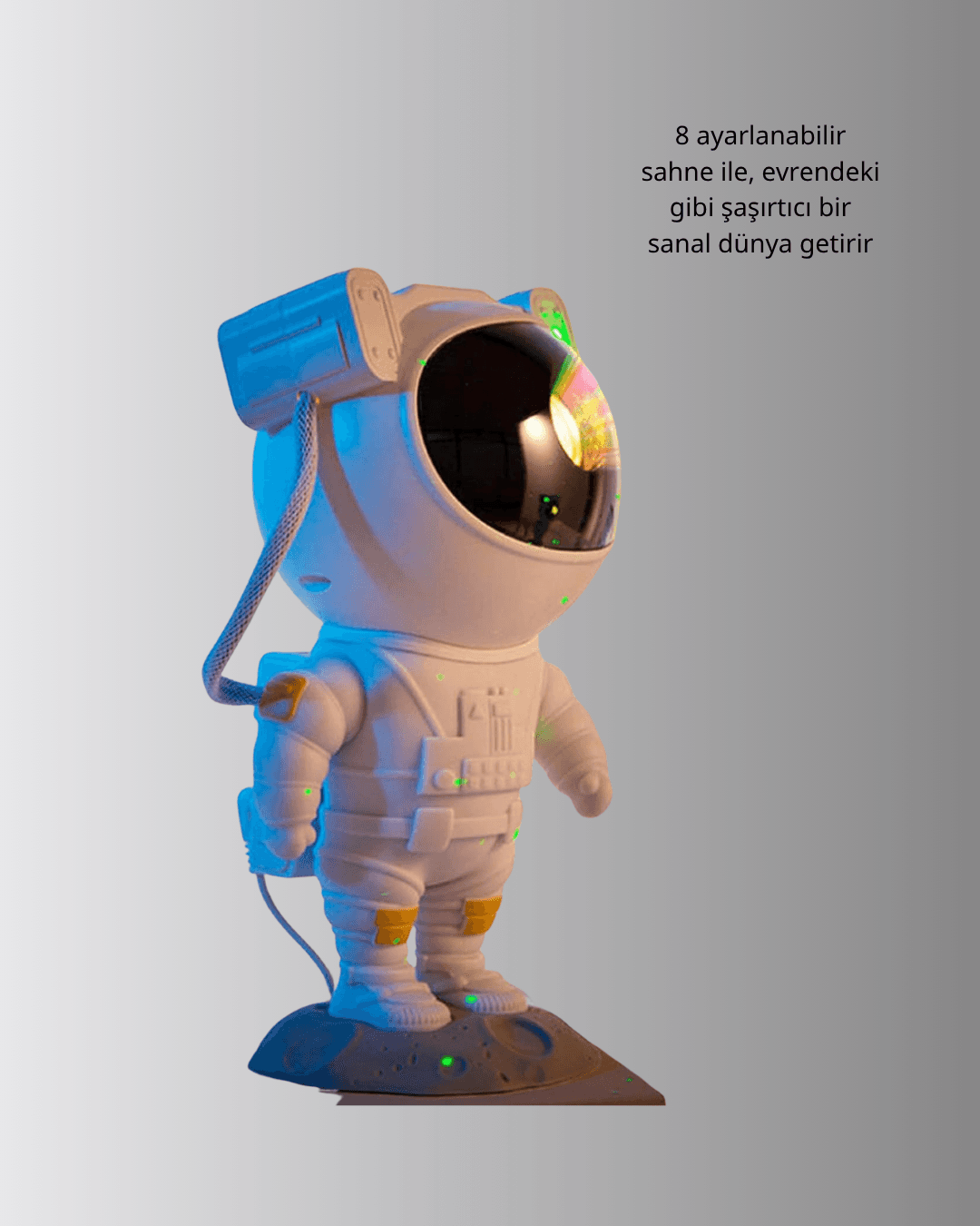 Astronot Şekilli Galaxy Projeksiyon Lambası Nebula Efektli Dekoratif Lamba 3