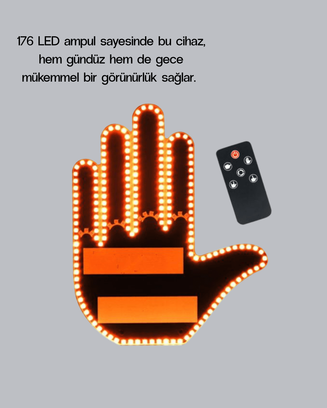 El Hareketiyle Kontrol Edilen 176 LED Amber Güvenlik Lambası 4
