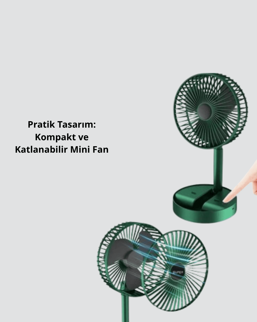 Katlanabilir Mini Fan – 3 Kademeli Soğutma, Şarjlı 4