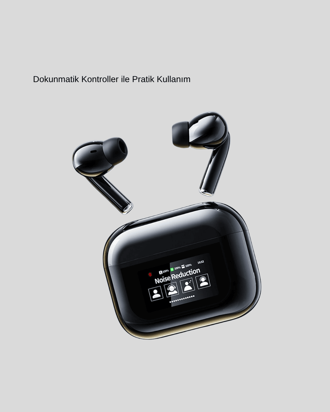 Aktif Gürültü Engelleme (ANC) Kablosuz Bluetooth Kulaklık – Dijital Ekranlı, Dokunmatik ve Uzun Pil Ömürlü 4