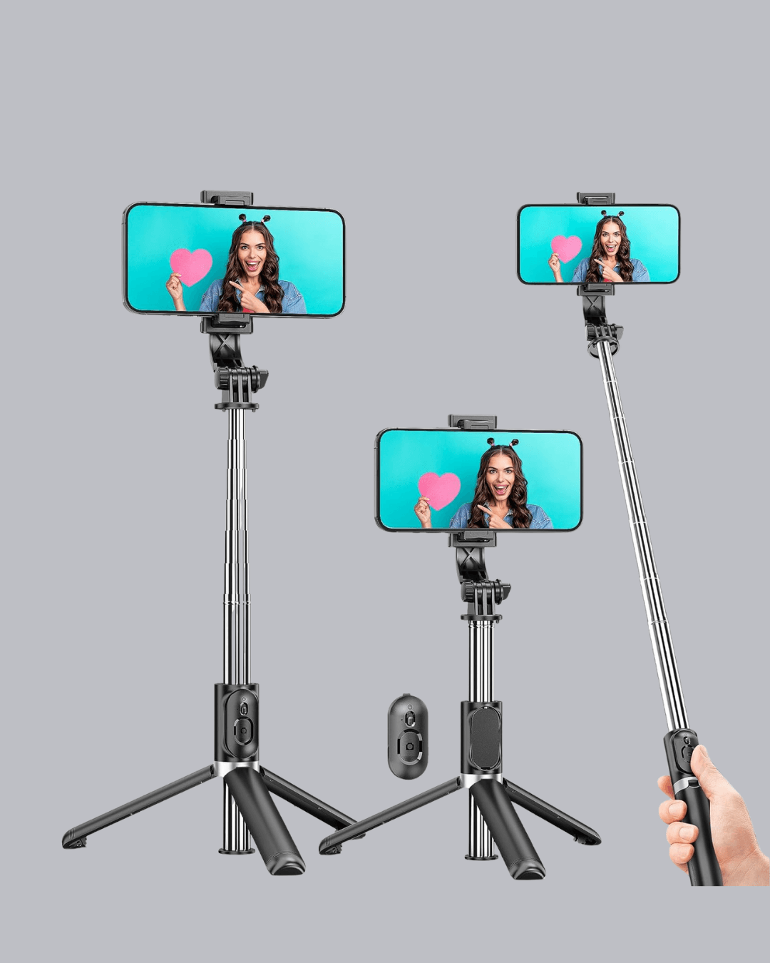 Bluetooth Selfie Çubuğu – 360° Dönebilen Başlık, Kablosuz Bağlantı 4