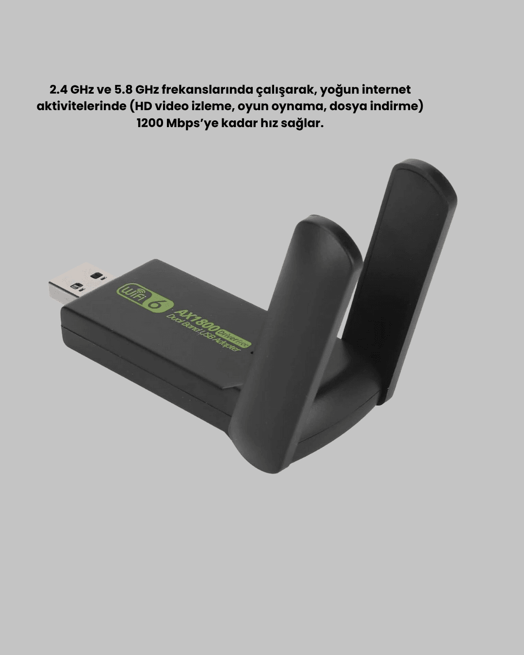 Dual Band USB WiFi Adaptör – 1200 Mbps Hız 4