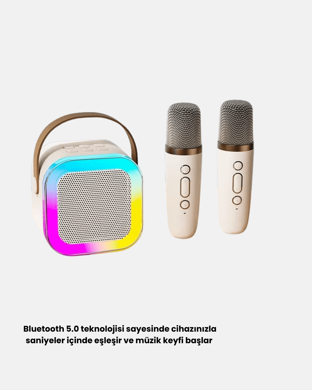 Bluetooth Karaoke Hoparlör Renkli LED Işıklı ve Type-C Şarjlı 4