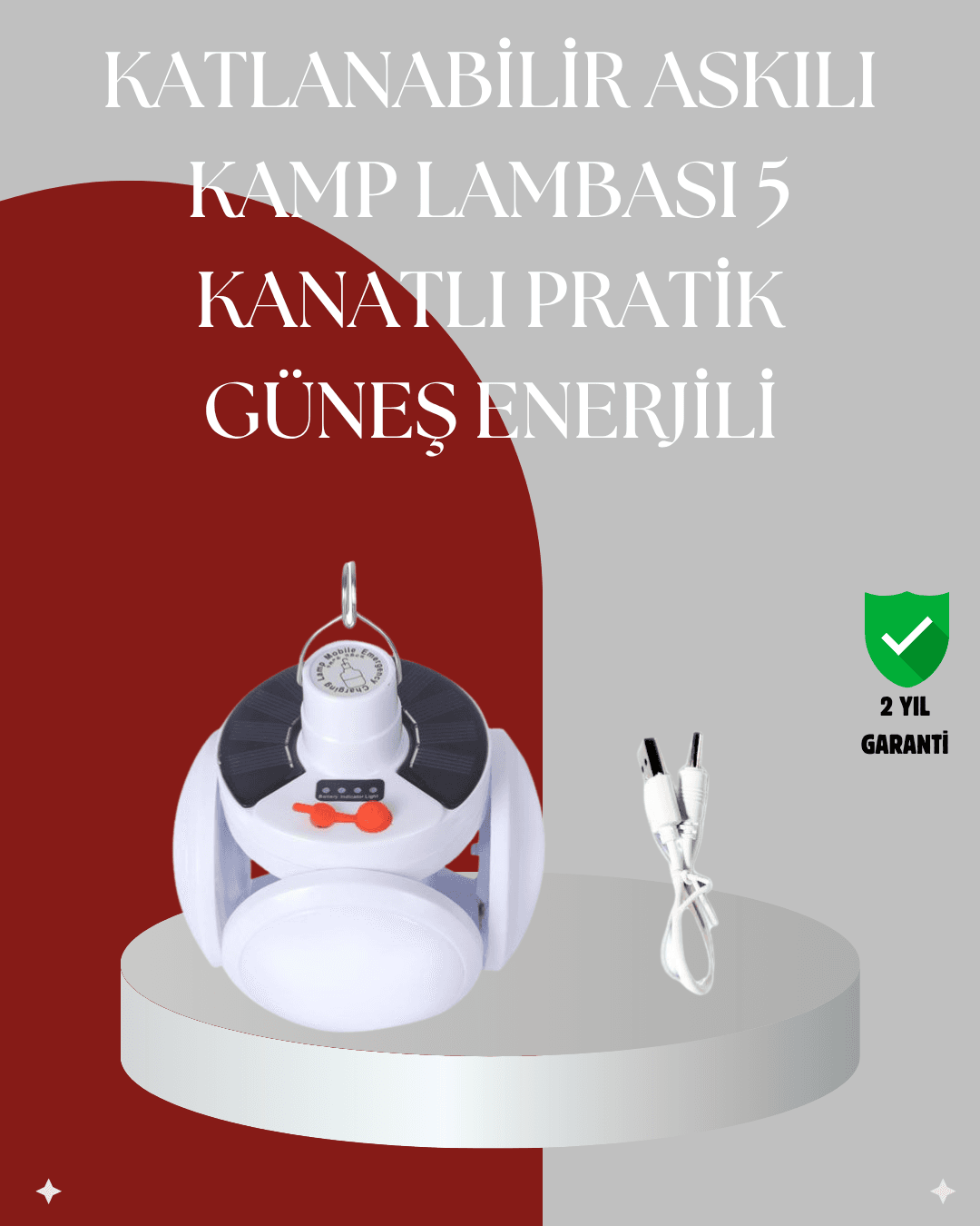 Katlanabilir Solar LED Kamp Lambası 360 Derece Aydınlatma IPX4 Su Geçirmez