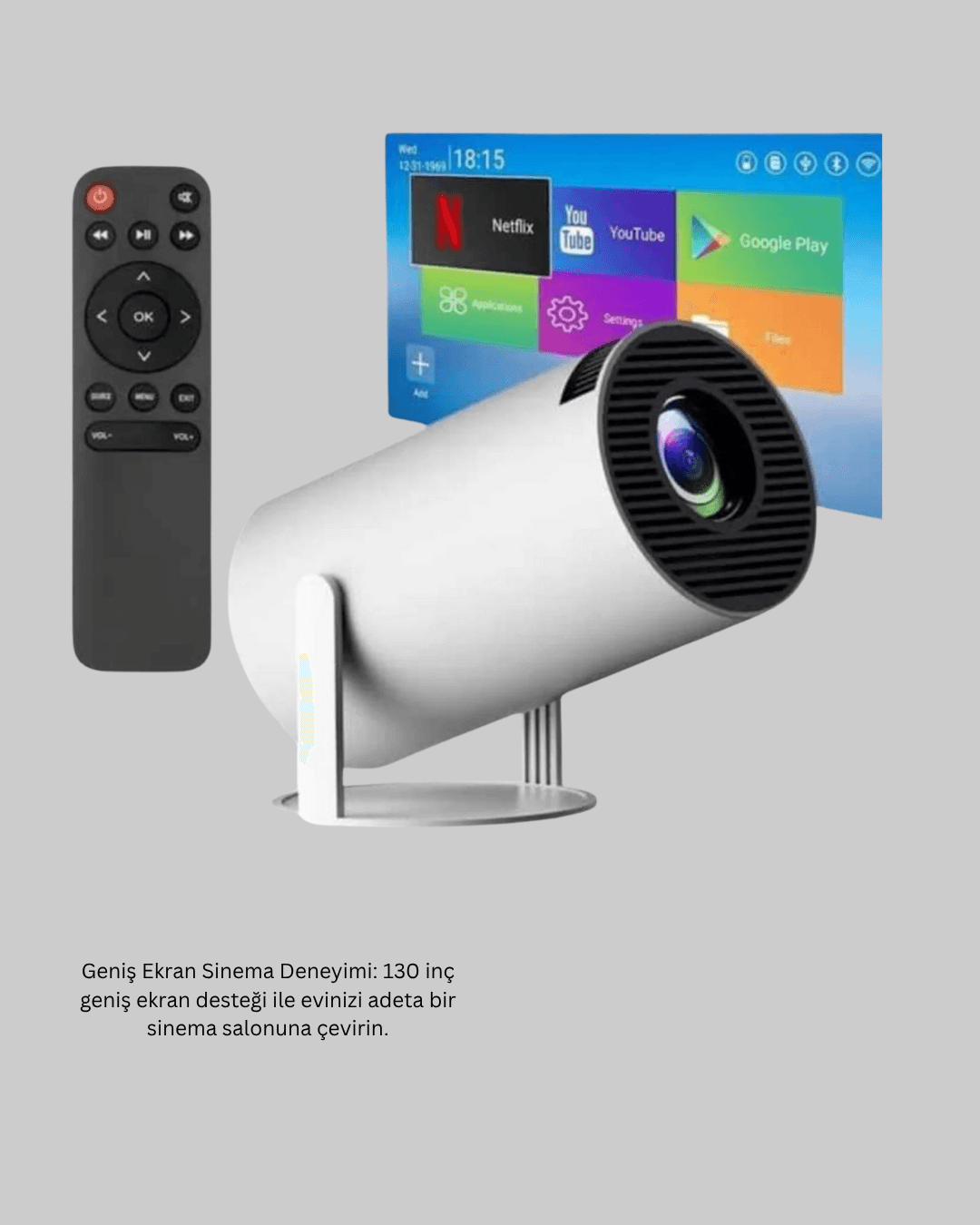 Full HD 4K Destekli Akıllı Projeksiyon – 130 inç Ekran, Uzun Ömürlü Ampul ve Çoklu Giriş 6