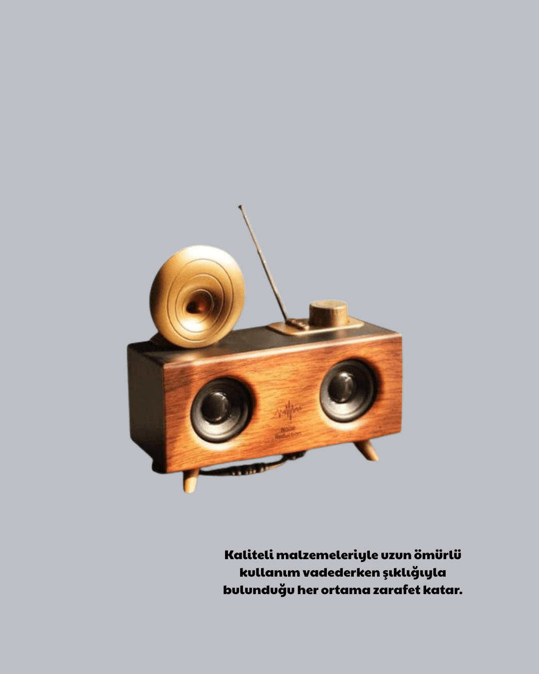 Retro Gramofon Tasarımlı Bluetooth Hoparlör – 3D Stereo Ses, 1800 mAh Batarya 4