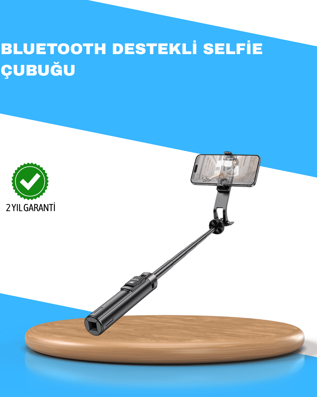 Bluetooth Selfie Çubuğu Uzaktan Kumandalı 130 cm Ayarlanabilir Teleskopik