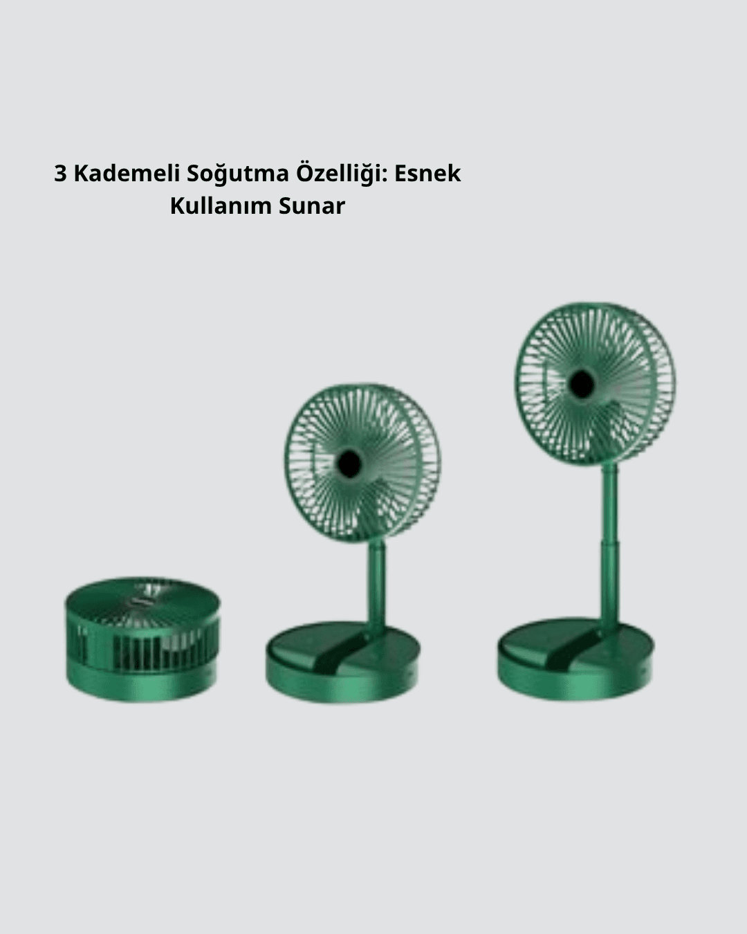 Katlanabilir Mini Fan – 3 Kademeli Soğutma, Şarjlı 5