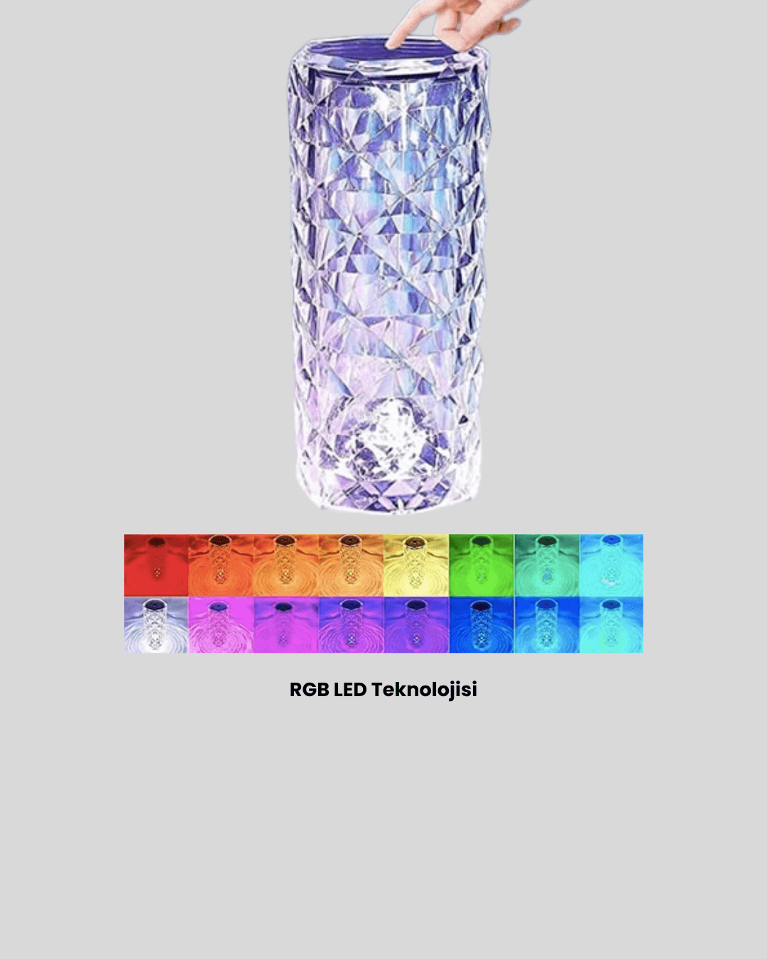 Kristal RGB LED’li Kumandalı Masa ve Gece Lambası – Renkli Işık Modlarıyla Şık Dekoratif Aydınlatma 5