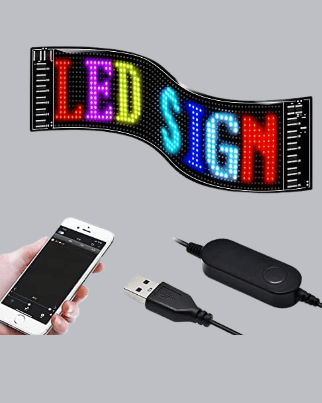 RGB LED Panel – Mobil Uyumlu, Yazı ve GIF Destekli, USB Bağlantılı Dekoratif Ekran 5