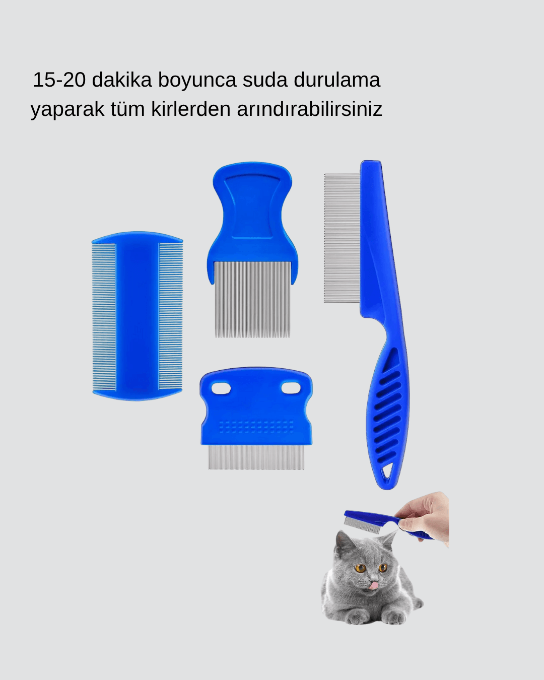 Evcil Hayvan Tüy Bakım Seti – 4’lü Paslanmaz Çelik ve Eco Plastik, Kolay Temizlenebilir ve Dayanıklı 5