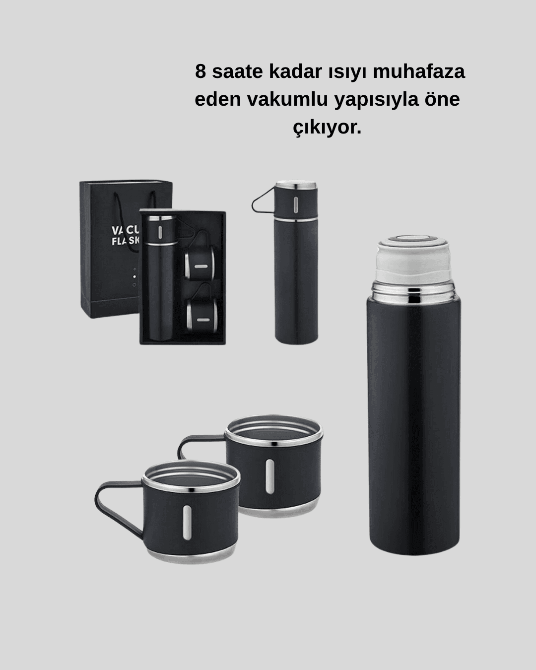 500 ml Vakumlu Termos – Çift Kat Paslanmaz Çelik, Sızdırmaz Kapağıyla Sıcak ve Soğuk İçeceklere Özel 5