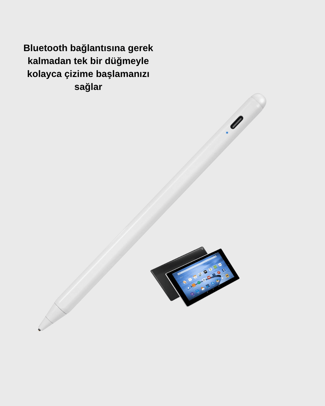 Type-C Şarjlı Dokunmatik Kalem – iPad, iPhone ve Android Uyumlu, Sessiz Çalışan 5