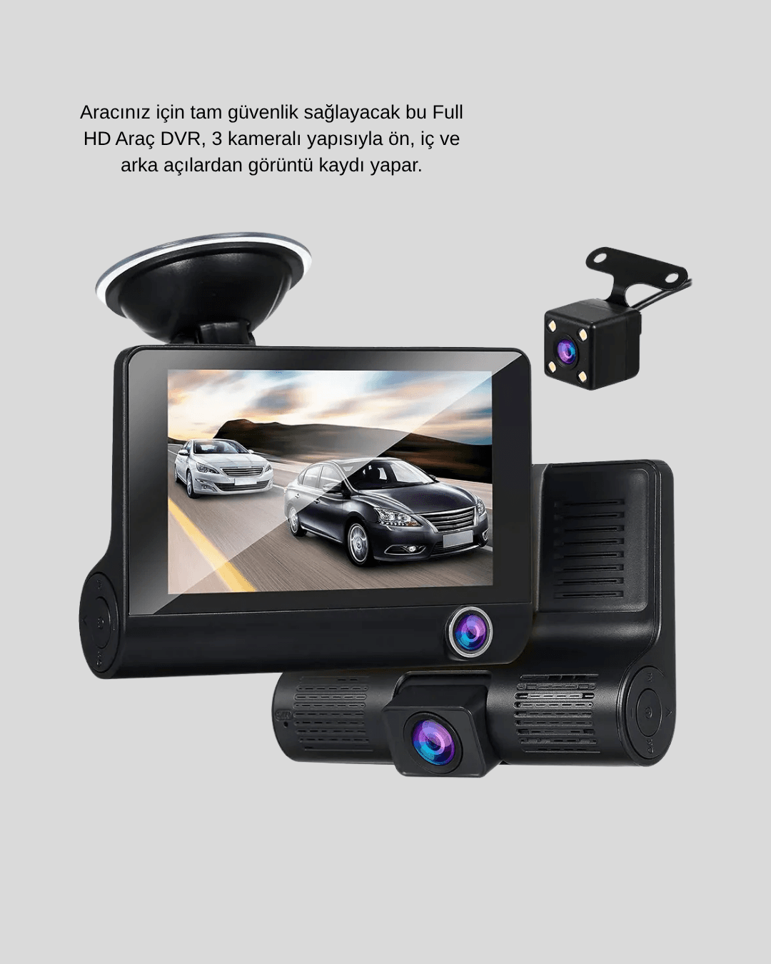 Araç DVR Kamerası 3’lü 170° Geniş Açılı Full HD ve Park Destekli 5