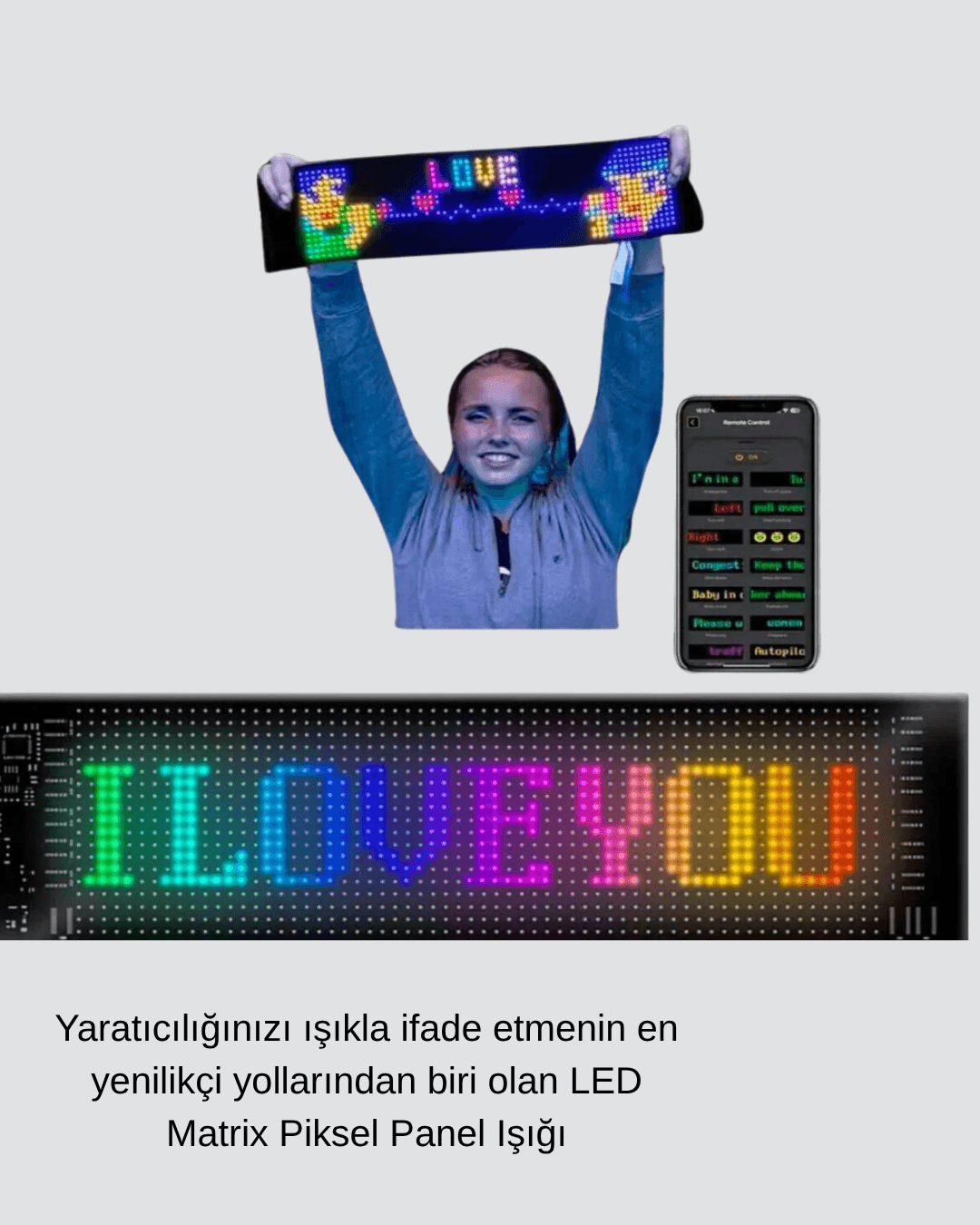 LED Matrix Piksel Panel Işığı – 5V USB, Uygulama Kontrollü 4