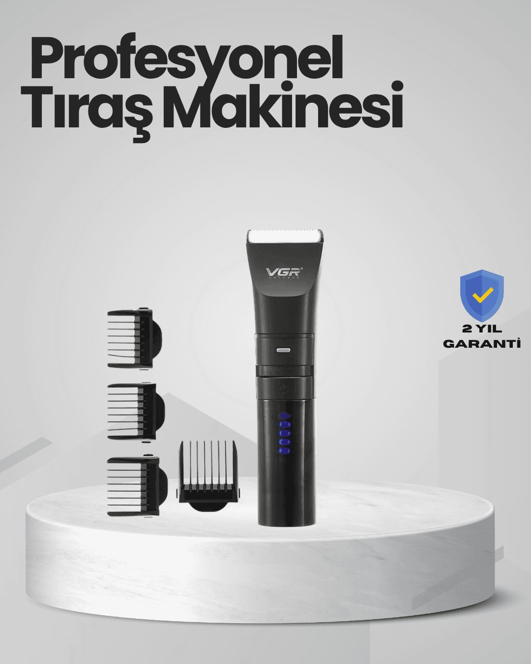 Şarjlı Tıraş Makinesi –Dijital Ekranlı, Hızlı Şarjlı, Profesyonel Kesim Seti