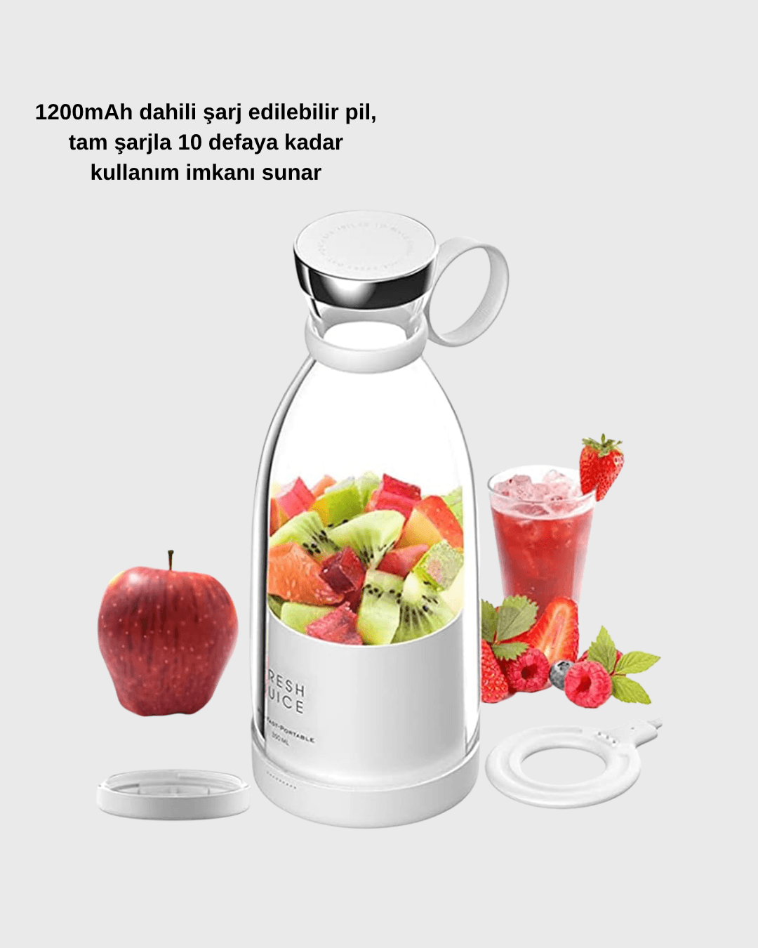 Şarjlı Portatif Blender – Gıda Sınıfı Malzeme, 10 Kullanımlık Pil, Mini Boy ve Hafif Tasarım 5