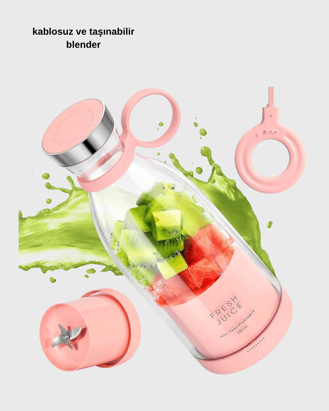 Şarjlı Portatif Blender – Gıda Sınıfı Malzeme, 10 Kullanımlık Pil, Mini Boy ve Hafif Tasarım 6