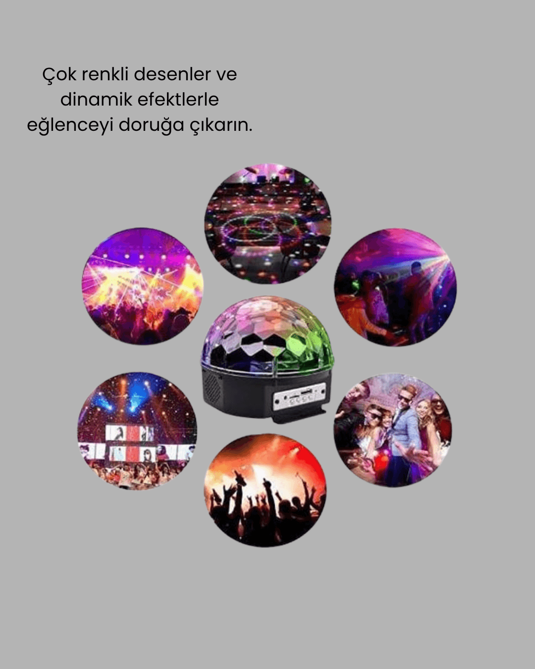 Bluetooth Kontrollü Masaüstü Disko Topu Işığı – Renkli LED Işık Gösterisi ve Uzaktan Kumanda 6