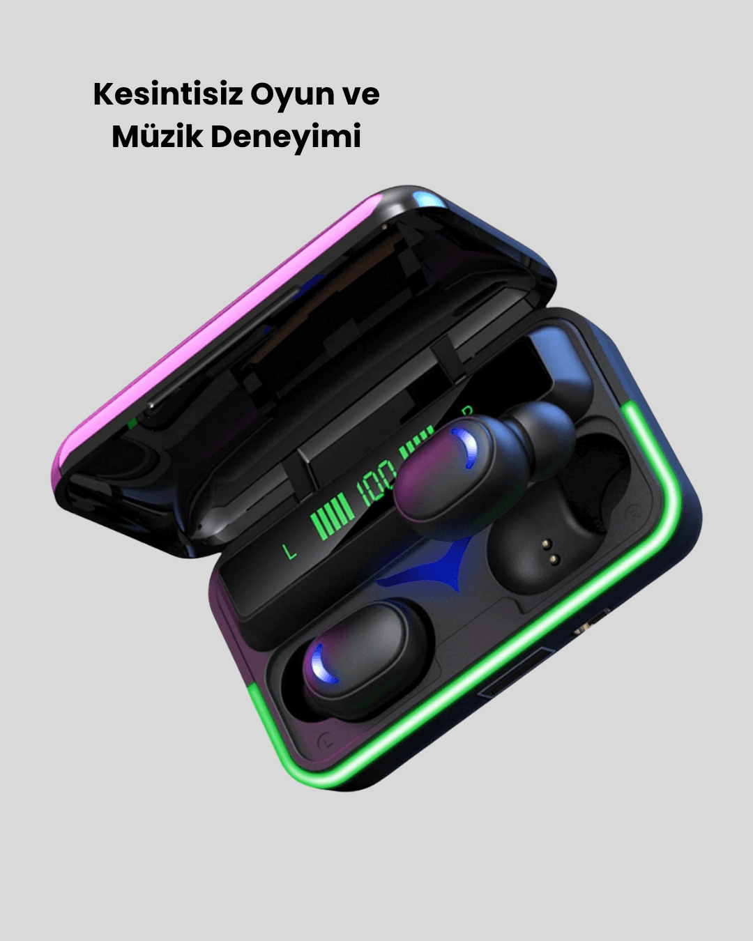 E10 Kablosuz Bluetooth Kulaklık – 3D Ses, Powerbank Şarj Kutusu 6