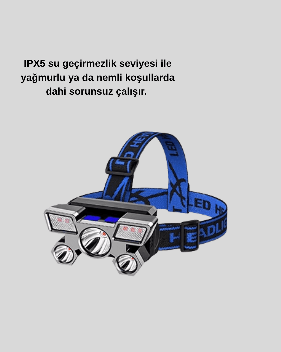 Profesyonel Şarjlı LED Far – IPX5 Suya Dayanıklı, 4 Işık Modu, Hareket Sensörlü 6
