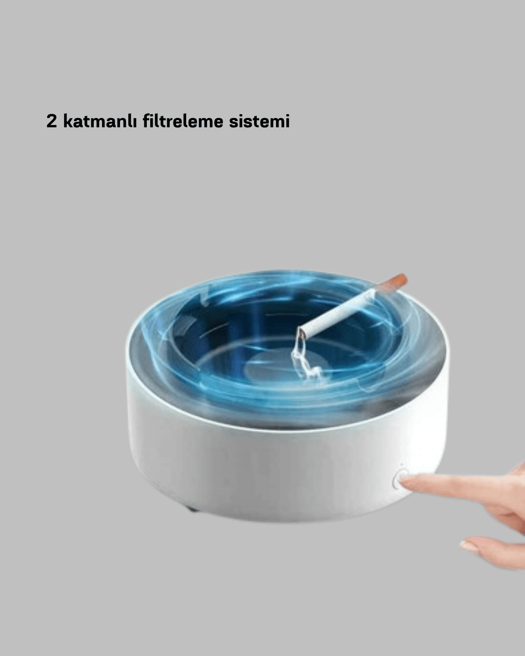 Sigara Dumanı ve Koku Giderici Hava Temizleyici Küllük 2 Katmanlı Filtreli 6