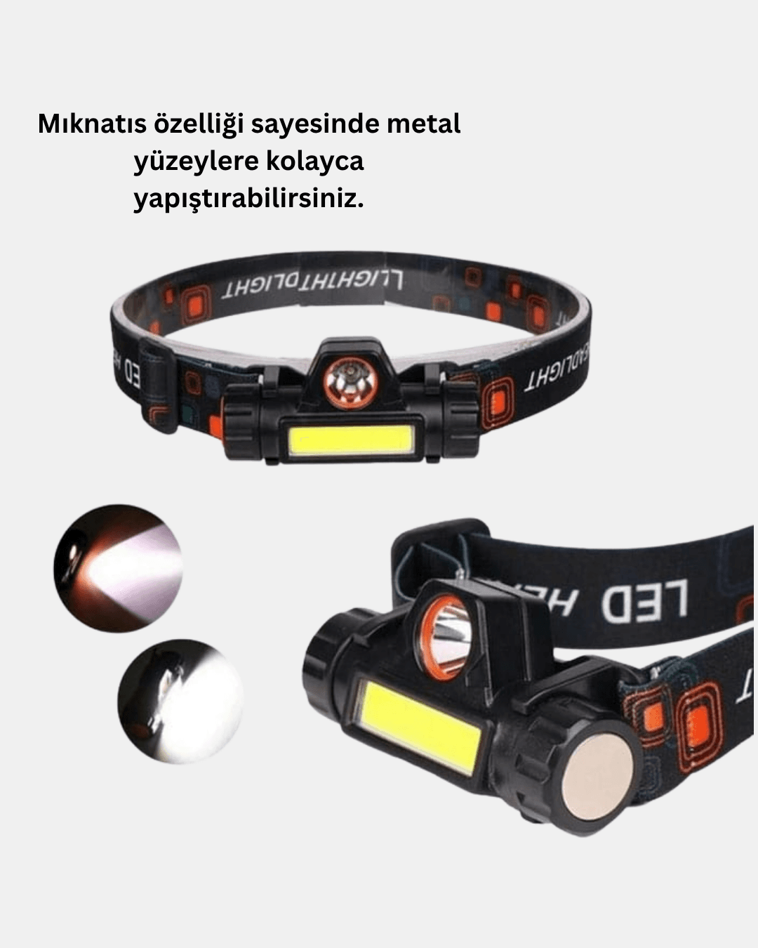 Kamp ve Doğa İçin Şarjlı LED Baş Feneri – Mıknatıslı, Su Geçirmez 6