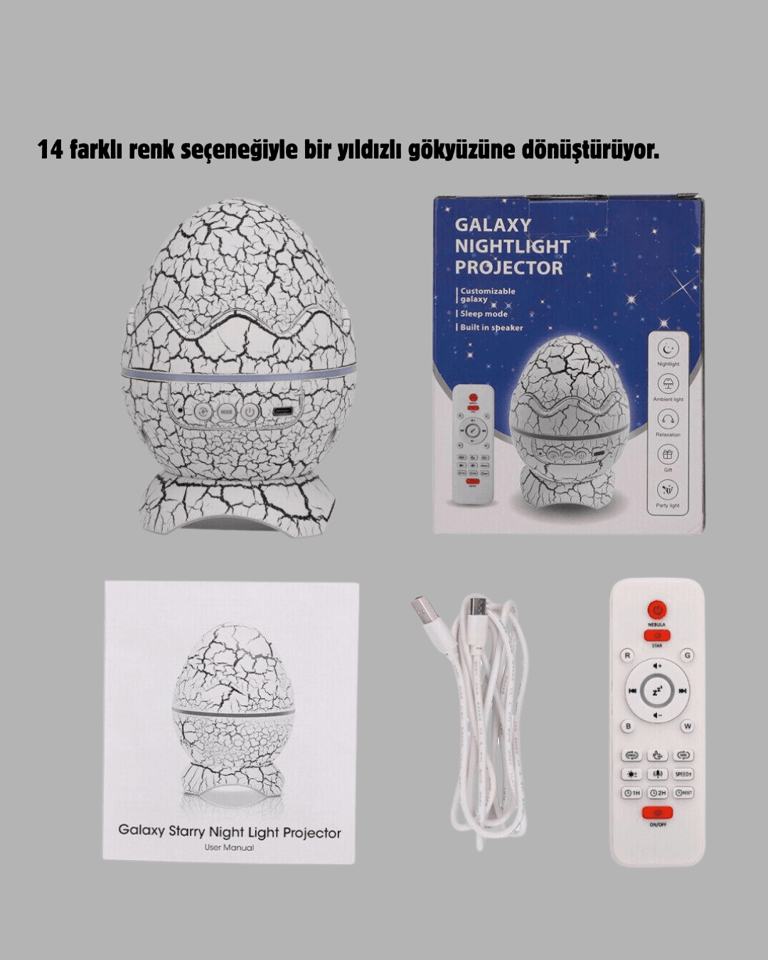 Galaksi Efektli Dinozor Yumurta Projektör – Yüksek Çözünürlüklü 6