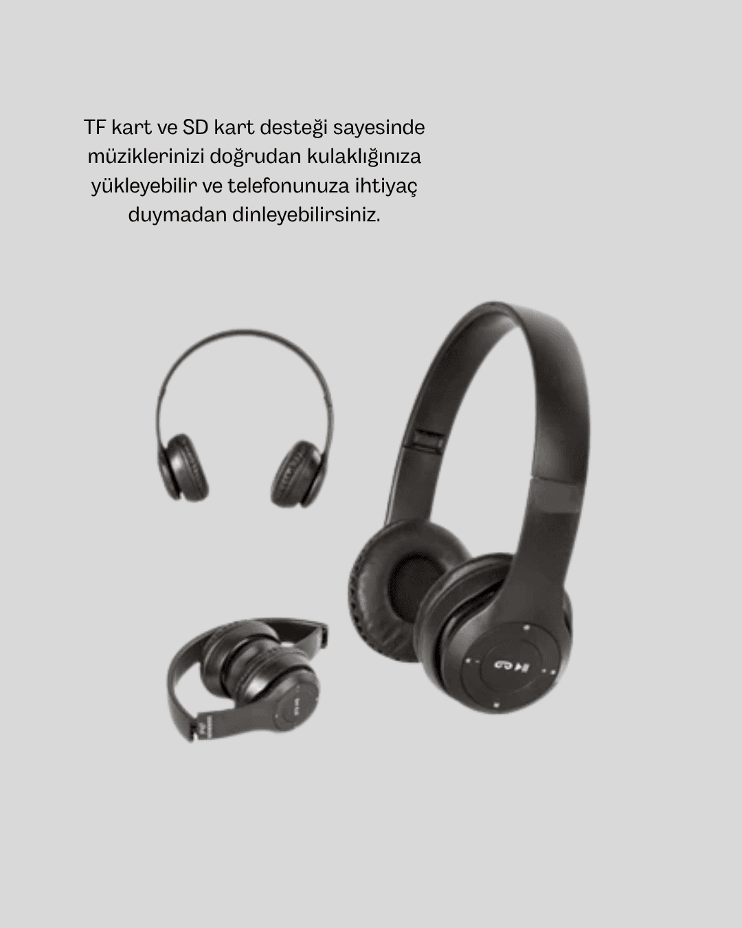 Bluetooth Kablosuz Kulaklık – Extra Bass, TF Kart, Mikrofonlu, Ayarlanabilir Ergonomik Tasarım 6