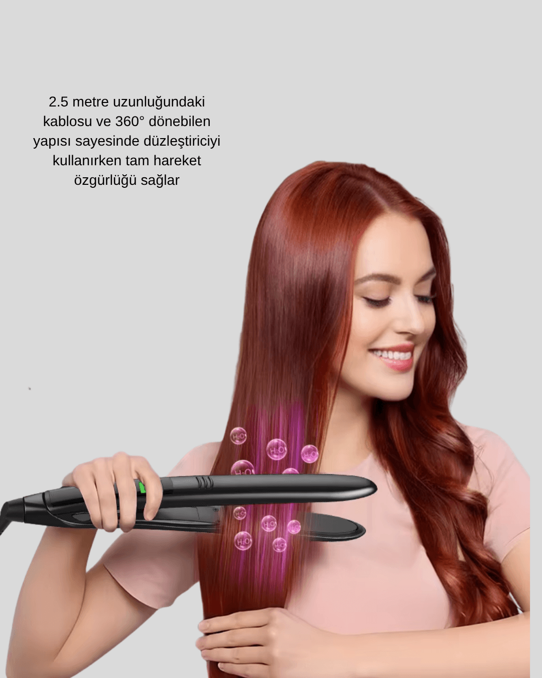 Titanyum Kaplamalı Saç Düzleştirici – Nem Koruma Sensörü 6