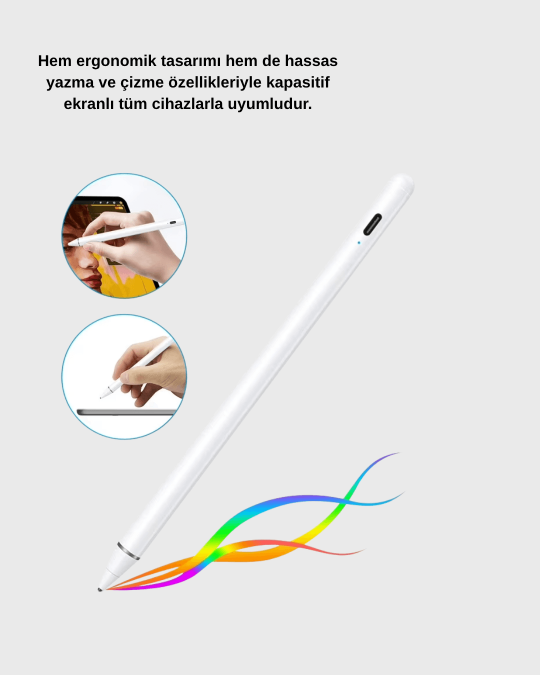 Type-C Şarjlı Dokunmatik Kalem – iPad, iPhone ve Android Uyumlu, Sessiz Çalışan 6