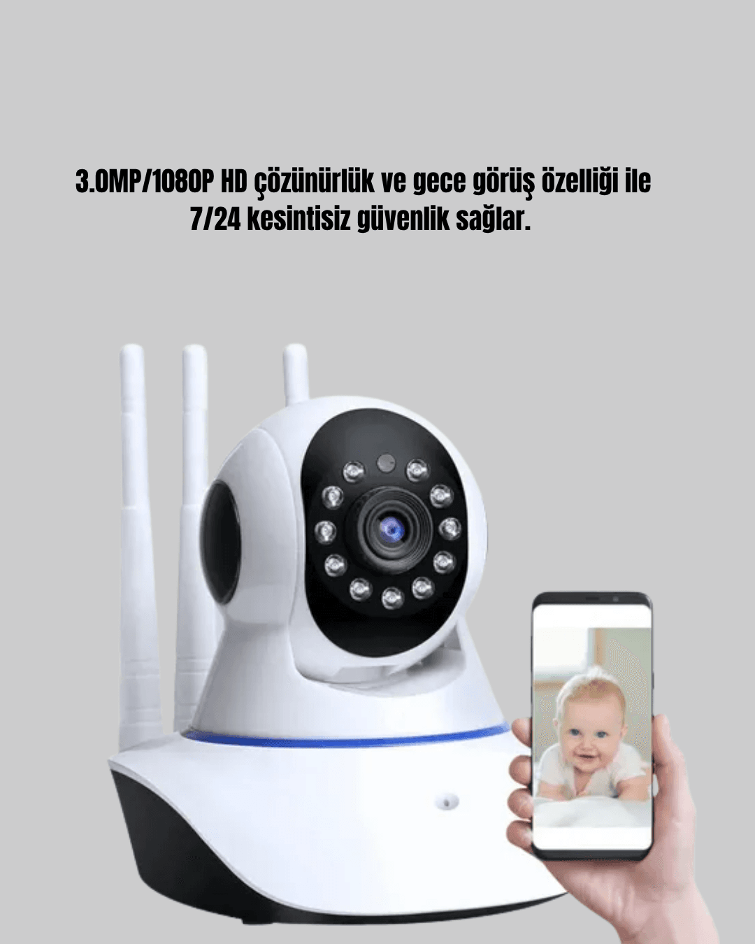 Akıllı IP Güvenlik Kamerası – 1080P HD, Gece Görüşlü, Hareket Algılamalı 6