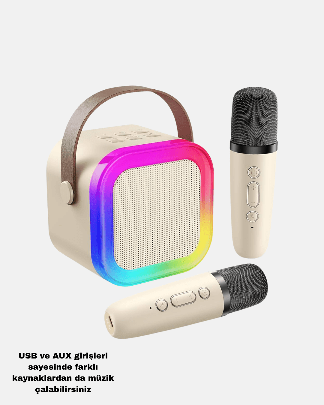 Bluetooth Karaoke Hoparlör Renkli LED Işıklı ve Type-C Şarjlı 6