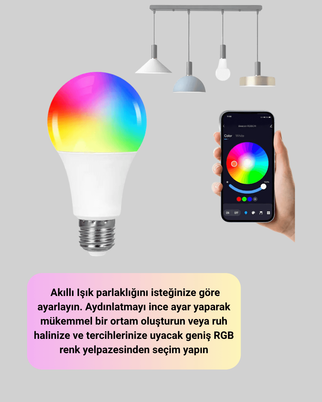 Enerji Verimli Akıllı LED Ampul, Uzaktan Kontrol Özellikli 3