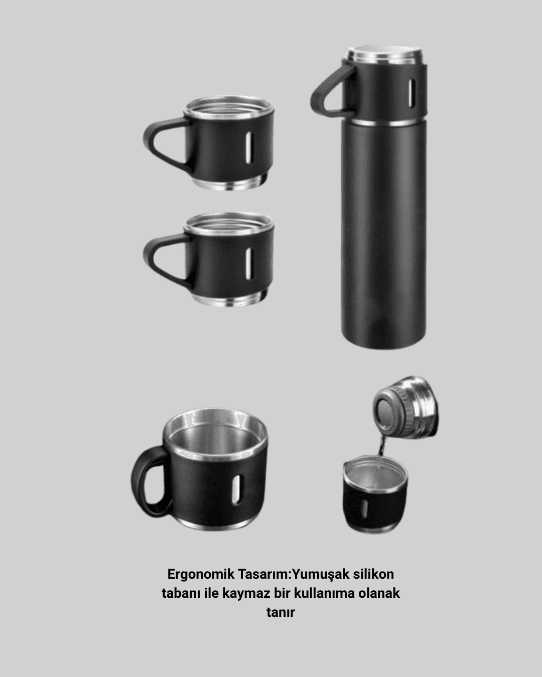 304 Çelik Termos Seti | 2 Bardaklı, 500 ml, Uzun Süre Isı Koruma 6