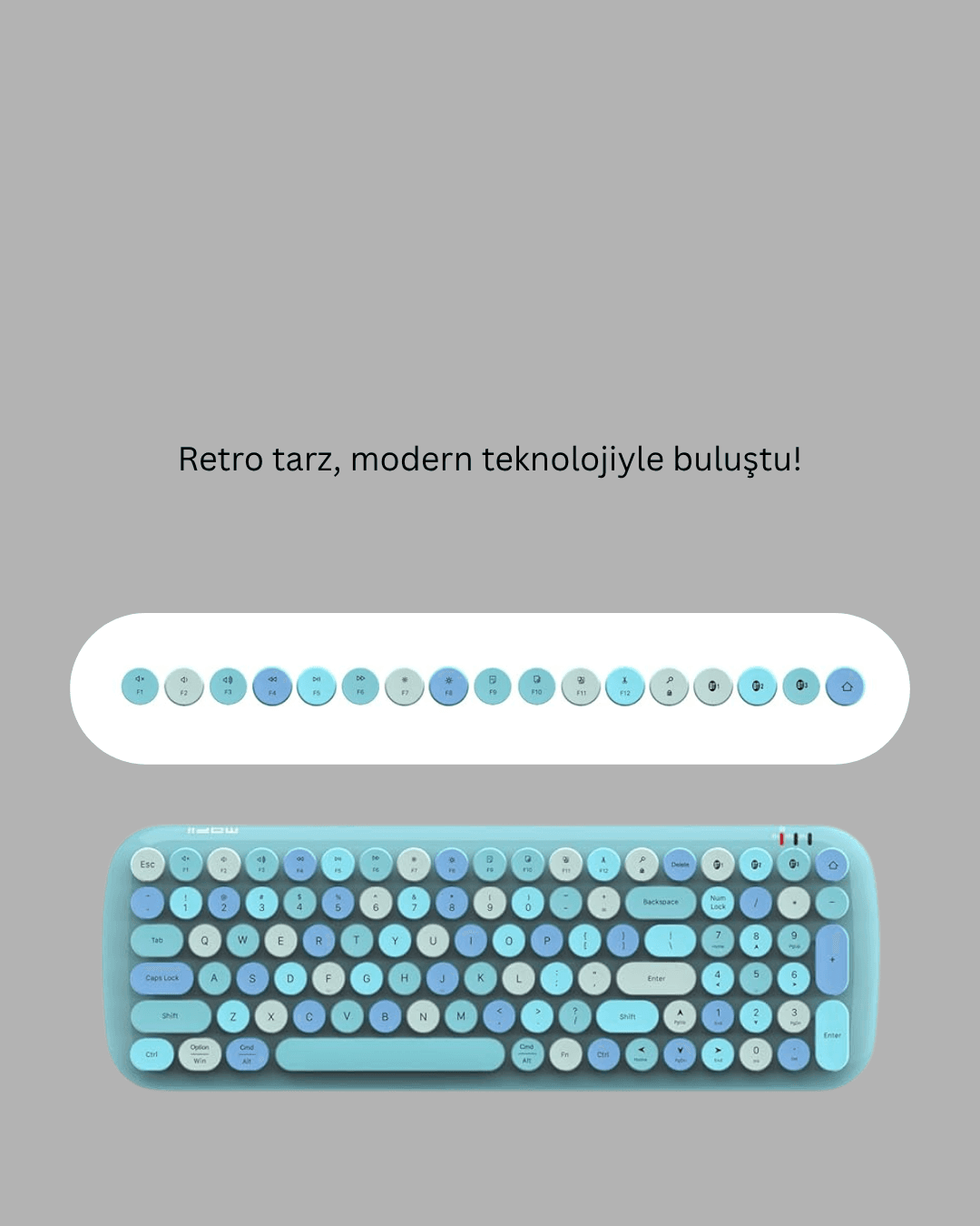 Kablosuz Klavye Mouse Seti mavi 3