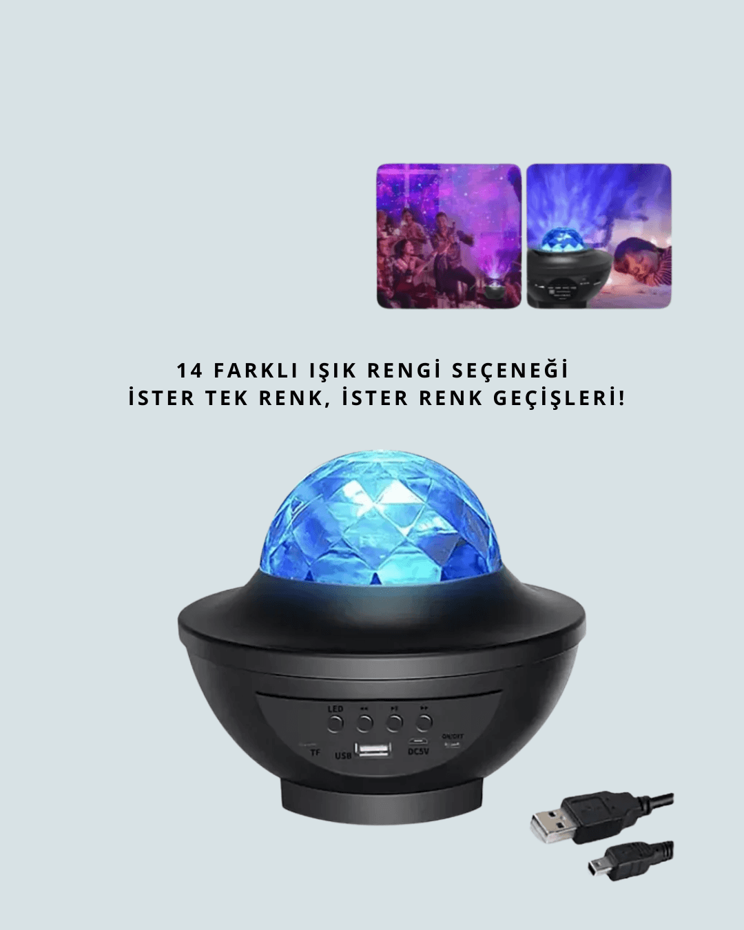 Yıldız & Okyanus Dalga Projektörü – Bluetooth / USB Hoparlörlü 3