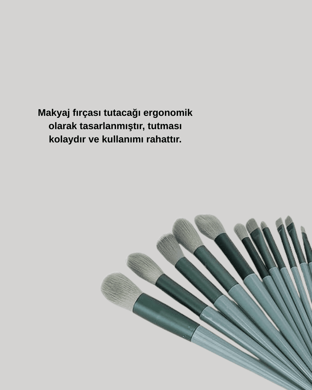 Taşınabilir Ergonomik Yapılı 13 Adet Fiber Kıllı Yüz ve Göz Makyaj Fırçası Seti 6