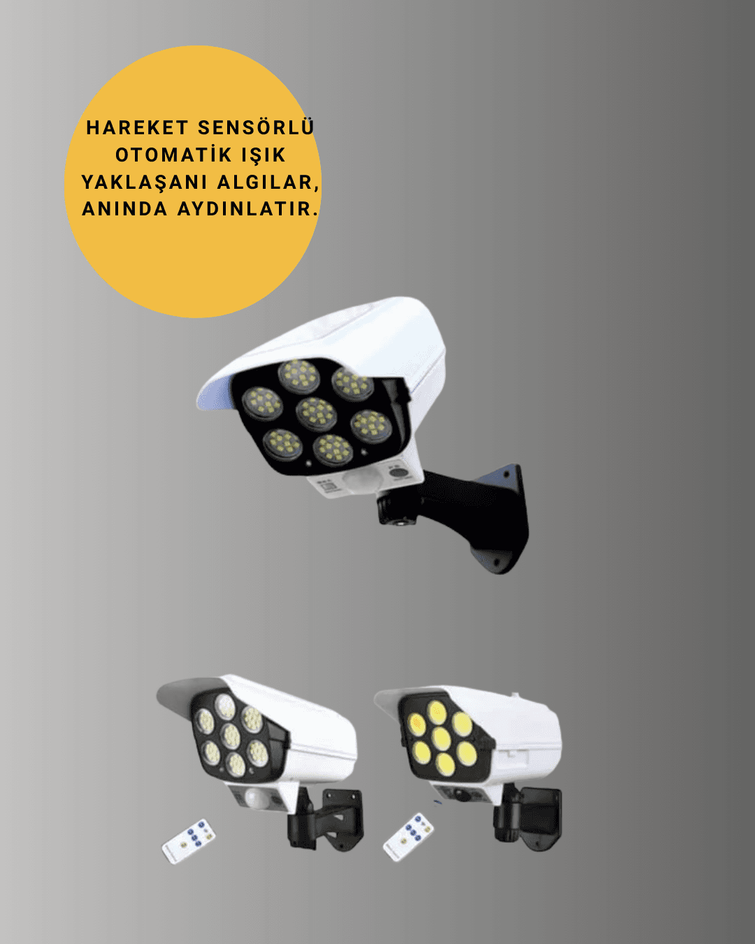 Kamera Görünümlü Güneş Enerjili Bahçe Lambası 77 LED PIR Hareket Sensörlü IP65 6