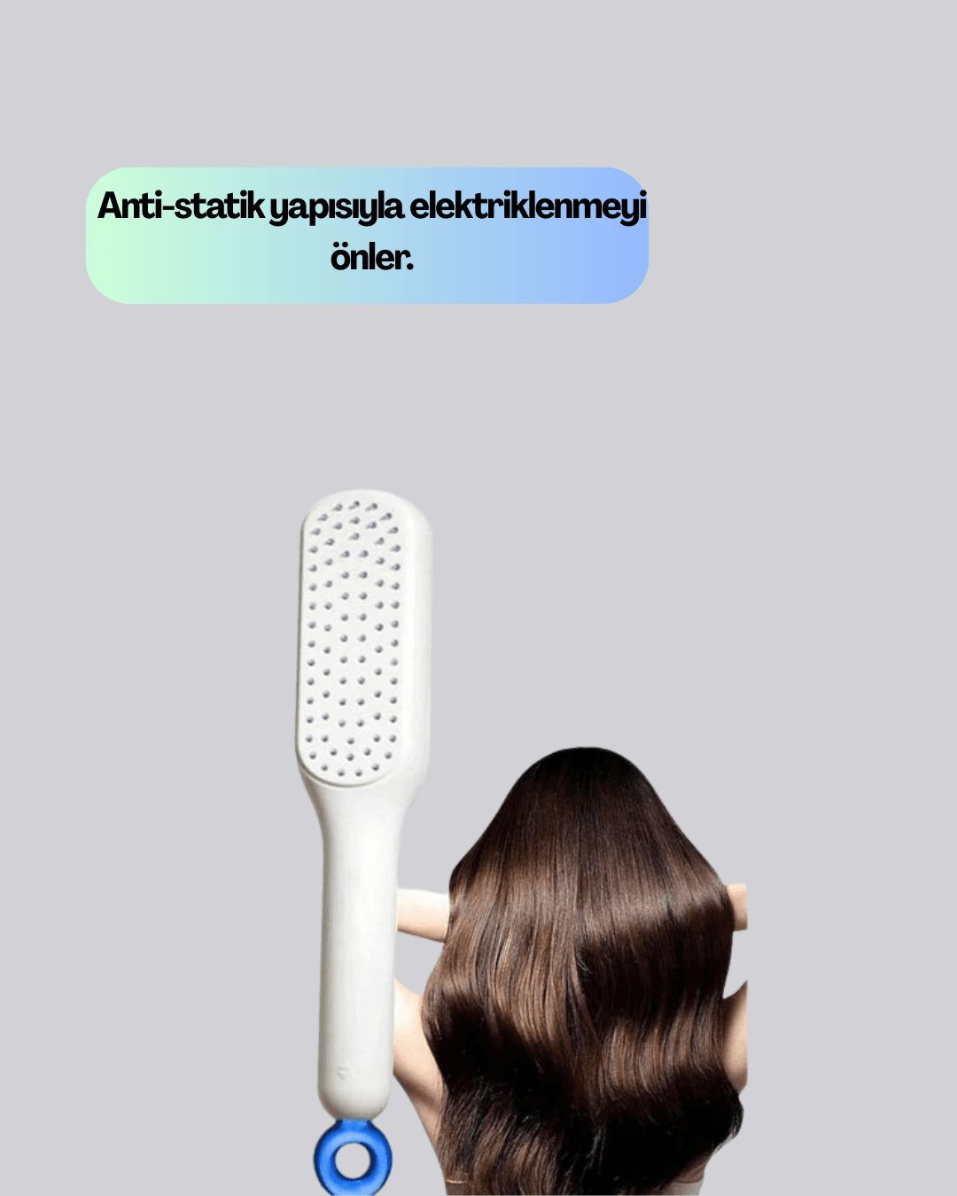Anti-Statik Saç Tarağı – Kolay Temizlenebilir, Silikon Masaj Uçlu, Kompakt Boyut 6