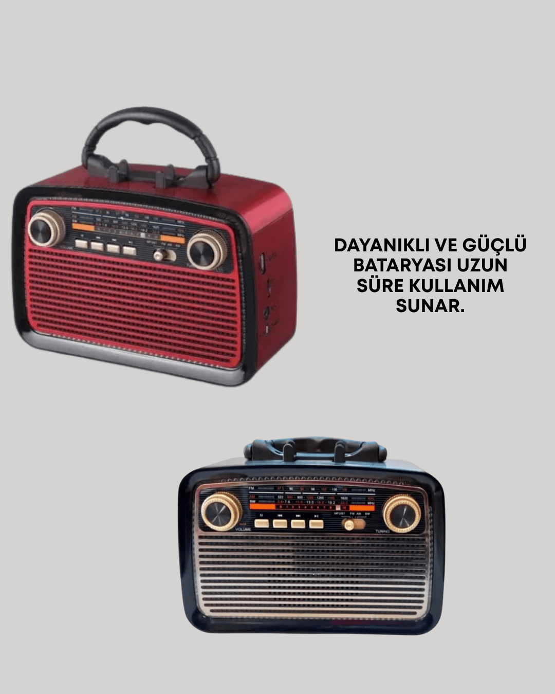 Bluetooth Bağlantılı Taşınabilir Hoparlör – FM/AM Radyo Özellikli, Şarj Edilebilir Batarya, 1 kg 6