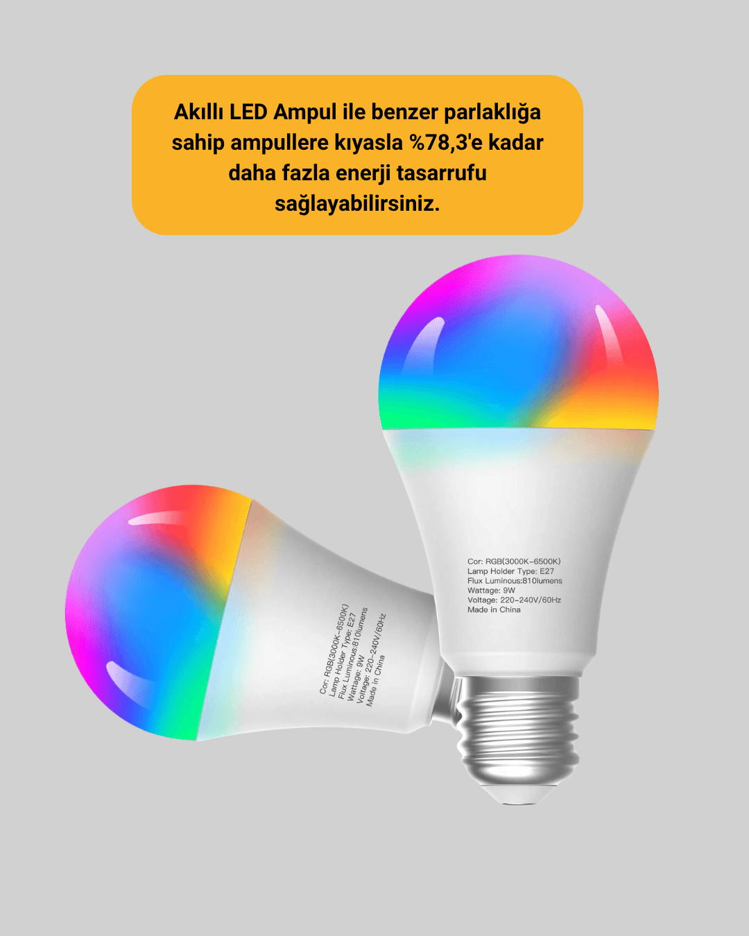 Kumanda Destekli Çok Renkli Akıllı LED Ampul 5