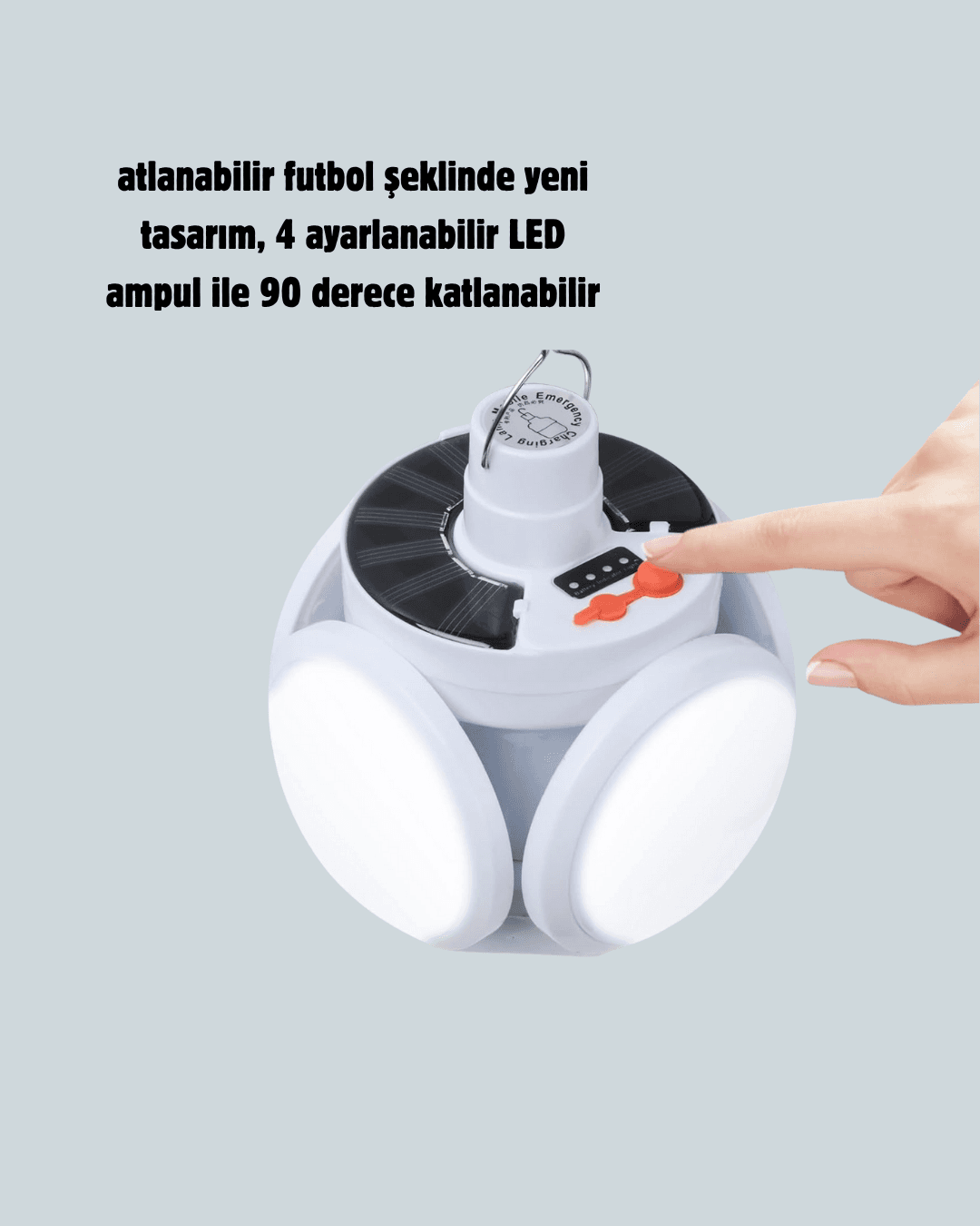 Güneş Paneliyle Şarj Olan Katlanabilir LED Çadır Lambası – 5 Kademeli Aydınlatma 5